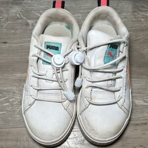Puma Kids White and Teal Sneakers